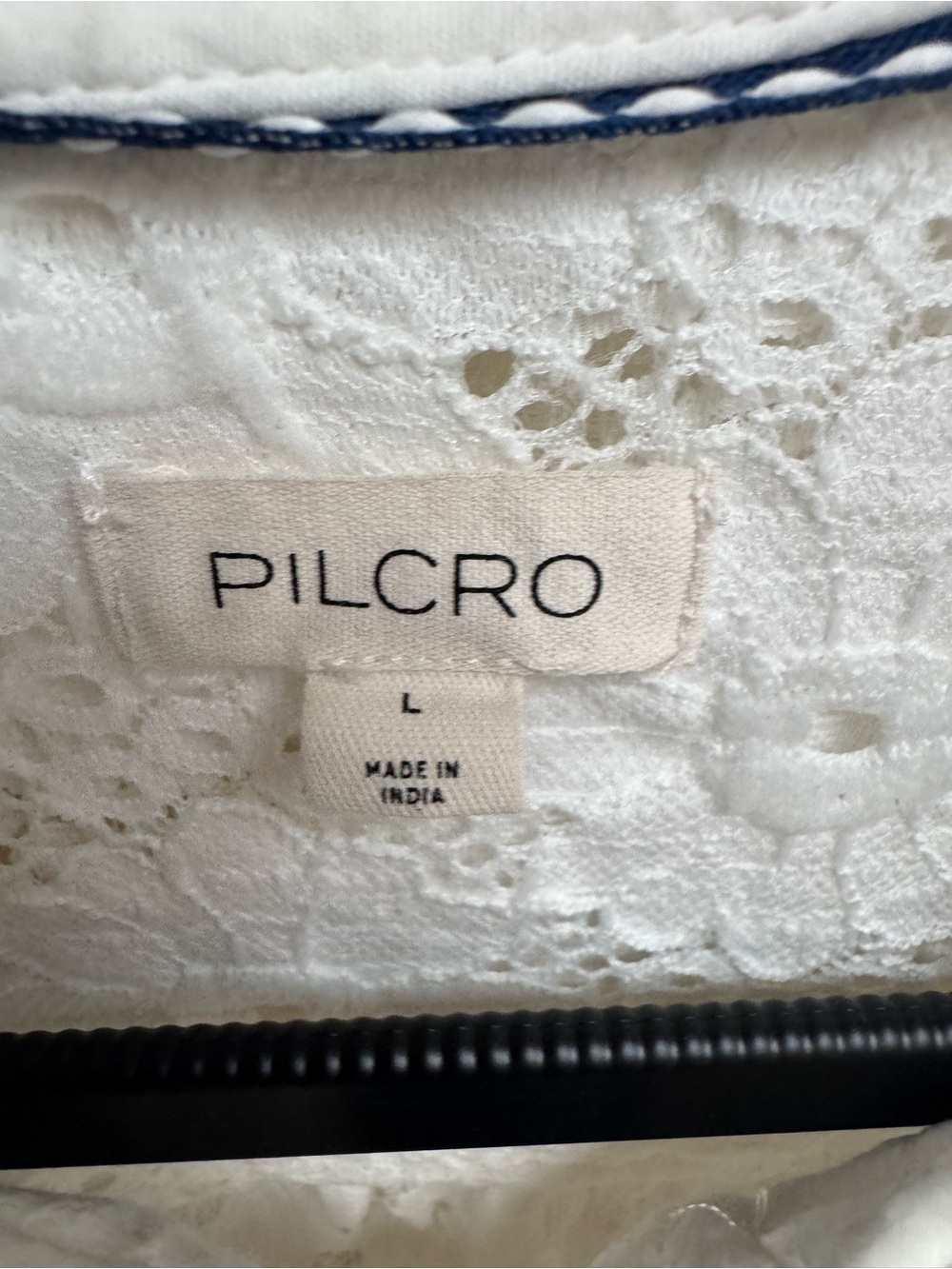 Pilcro Keira White Lace Eyelet Button-Front Blouse - Picture 5 of 10